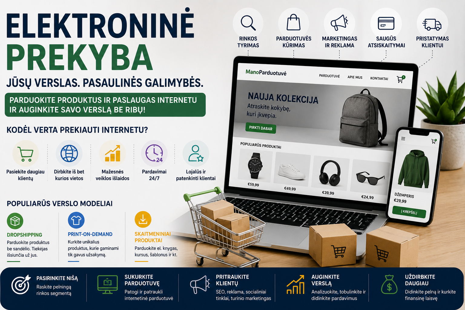 Elektroninė prekyba auginkite verslą internetu