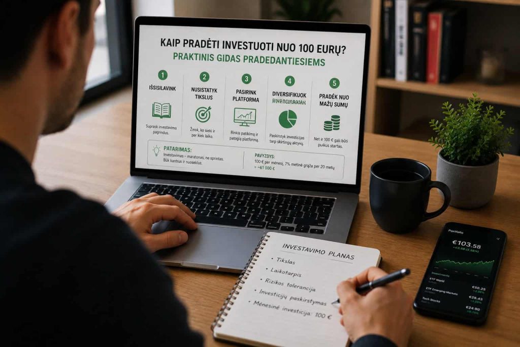 Kaip pradėti investuoti nuo 100 eurų
