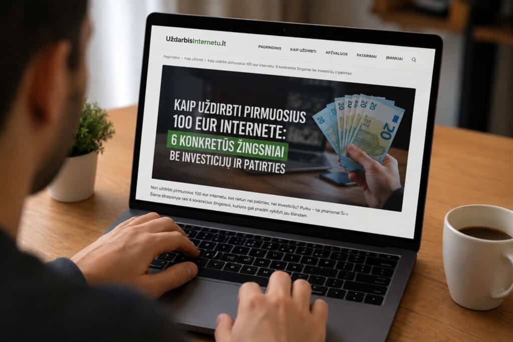 Kaip uždirbti pirmuosius 100 EUR internetu