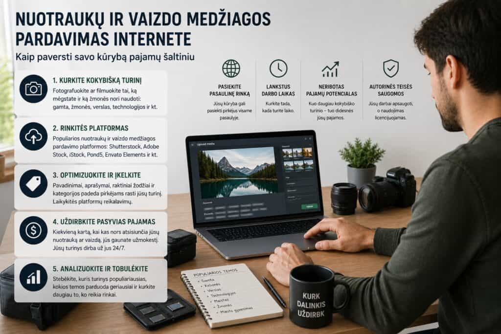 Nuotraukų ir vaizdo medžiagos pardavimas internete