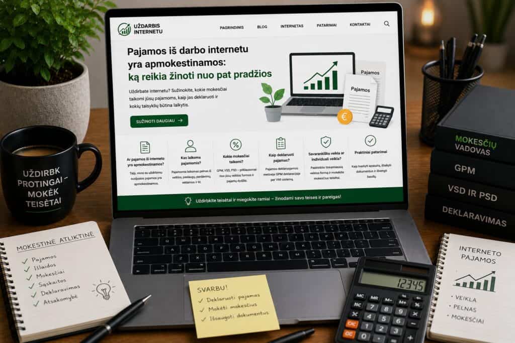 Pajamų deklaravimas ir mokesčiai internetu