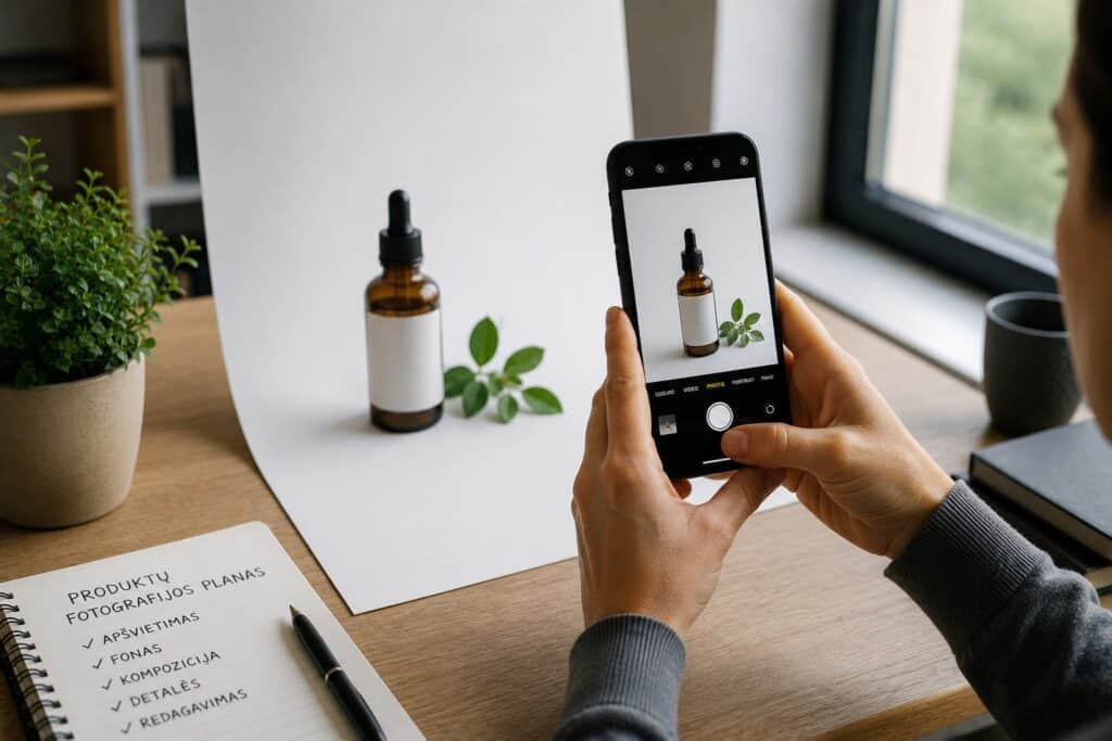 Produktų fotografija el. parduotuvei